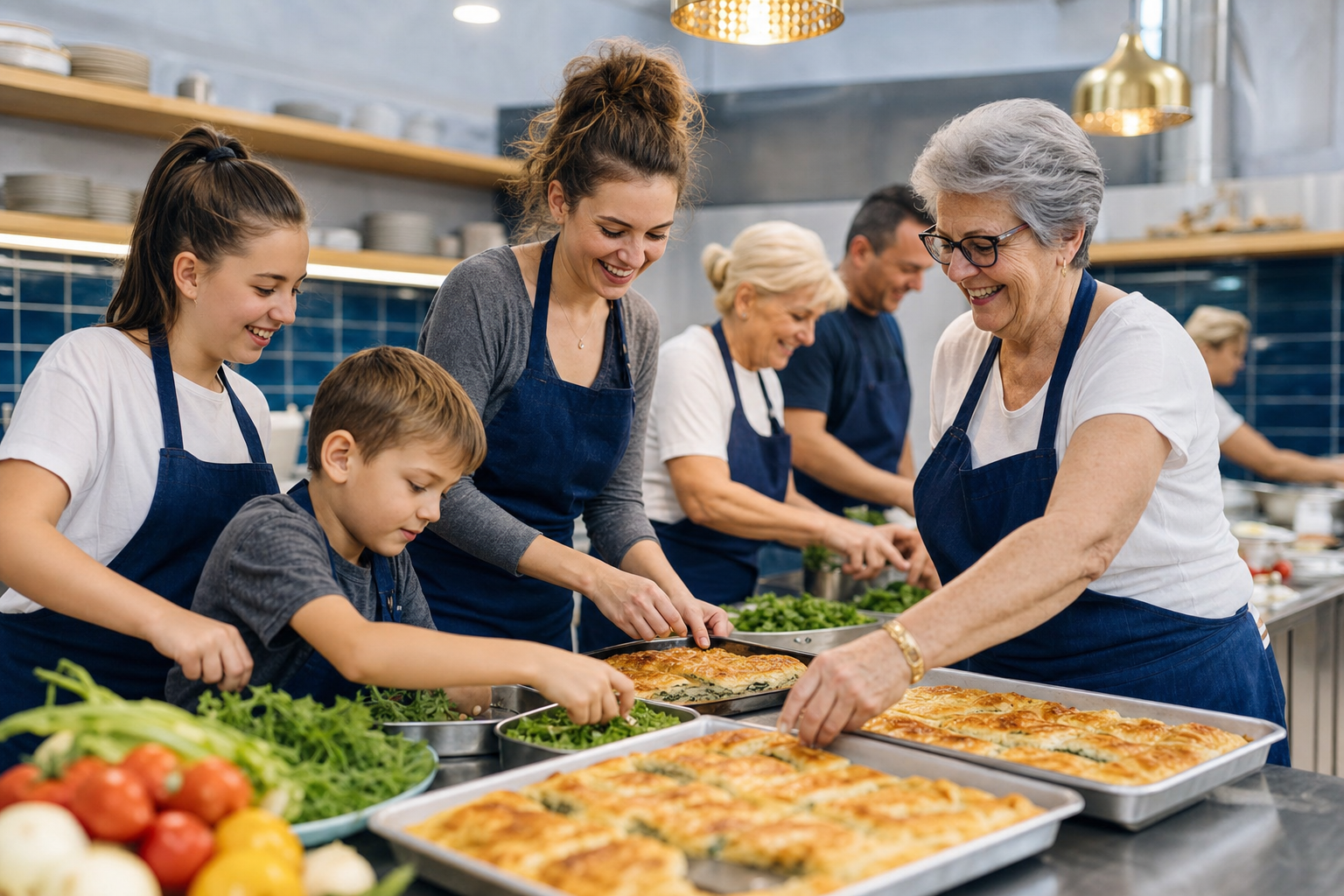 Community kitchen volunteers preparing food together